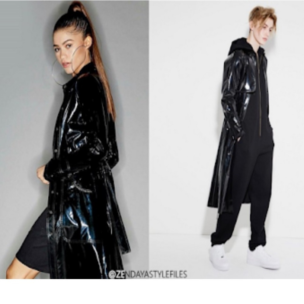 Rare Daya by Zendaya Black Vinyl Shirt Dress